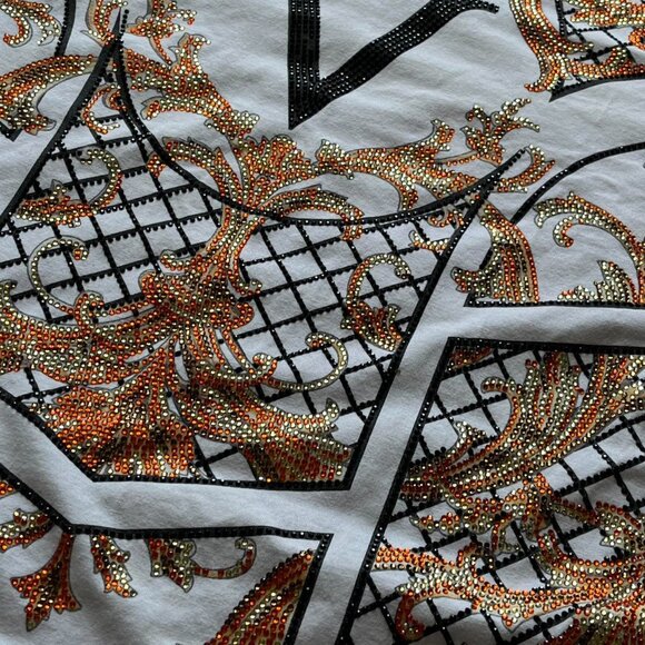 Avenue George V Paris White Y2K Studded Shirt Men Large Streetwear Casual Tee - Picture 3 of 8